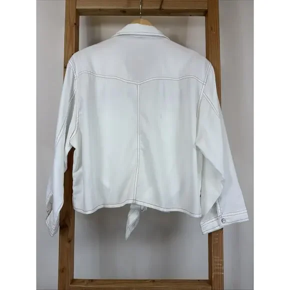 NWT Ame Belle Ivory Western Style Front Tie Snap Up Top #1355 Size XL - Picture 6 of 9